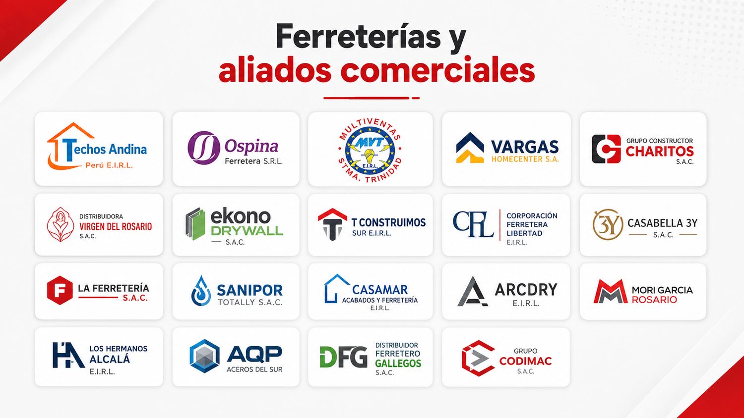 Distribuidor tradicional T-Dura — ferreterías y aliados comerciales
